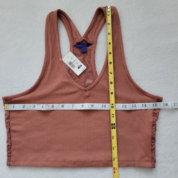 Aero | Crop Halter Lace Back Tank Top NWT Women's Medium Rust Color - Picture 3 of 12